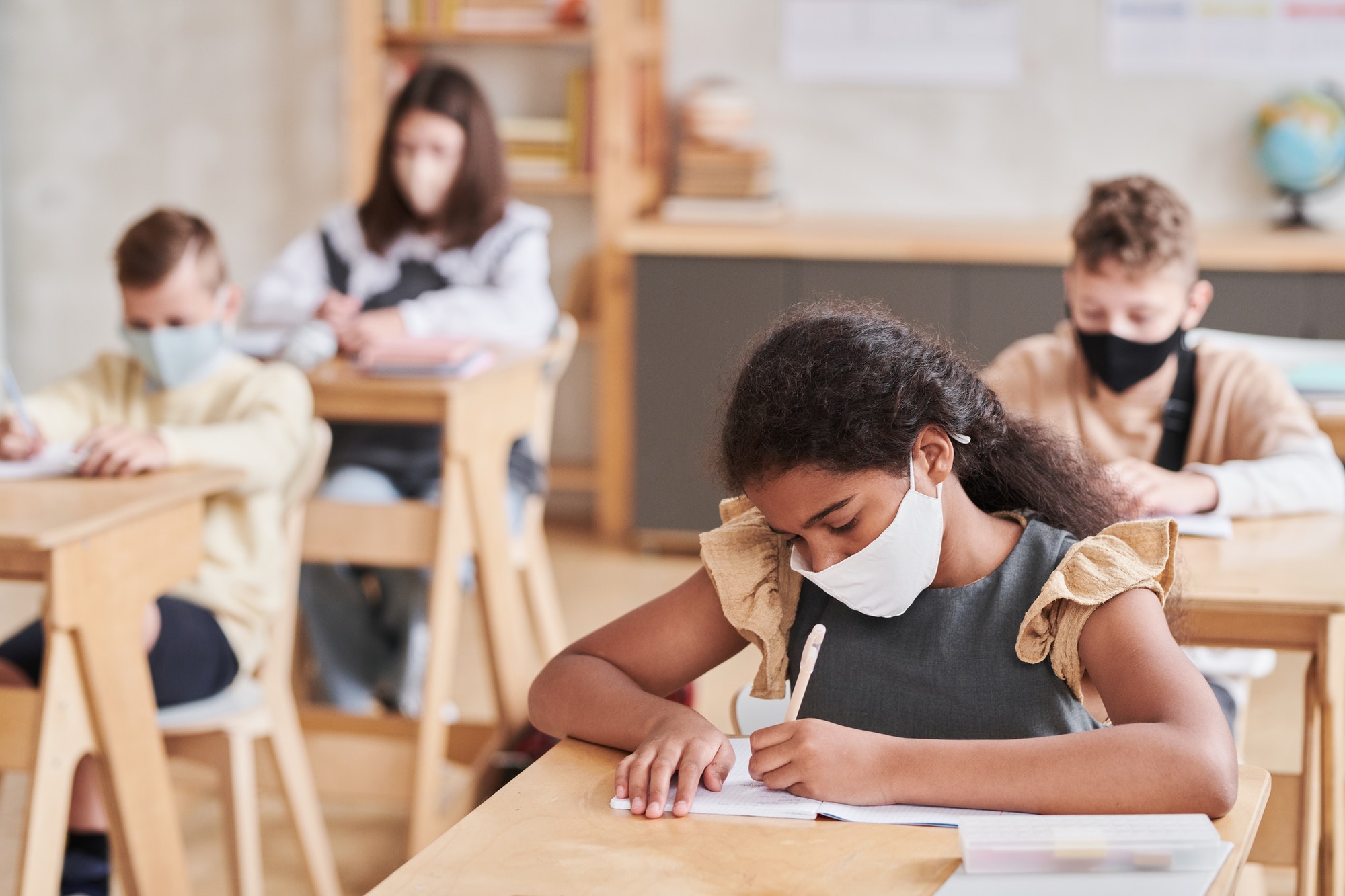 Girl Wearing Mask in Class